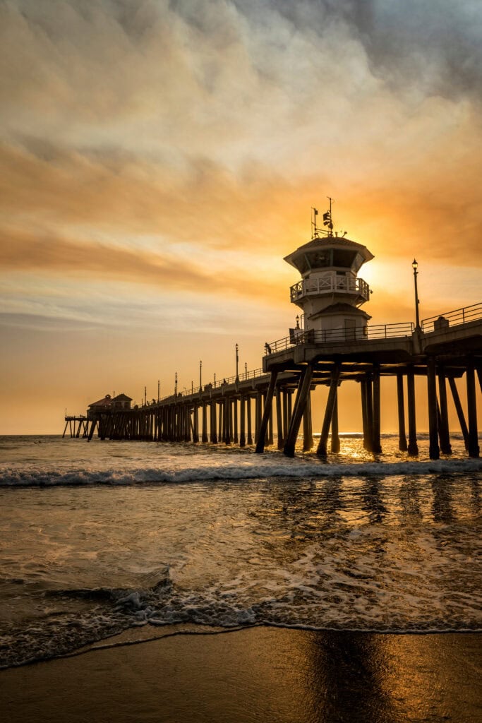 View of pier near Huntington Beach.