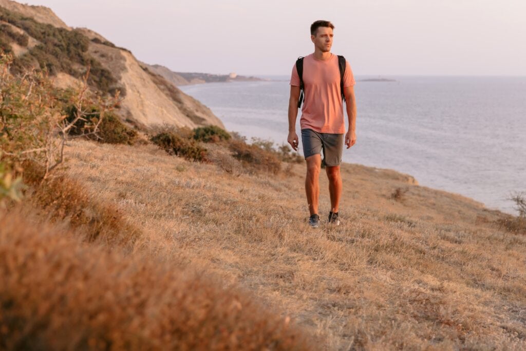 View of man hiking near Santa Ana.